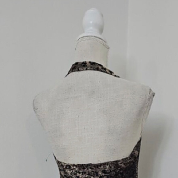 Whimsigoth Y2K Baby Doll Maxi Dress 4/6 Halter V-neck Stretchy Black Grey Floral - Picture 3 of 12